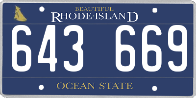 RI license plate 643669