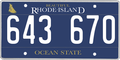 RI license plate 643670