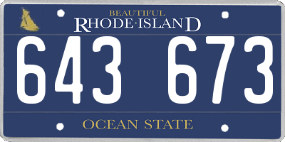 RI license plate 643673