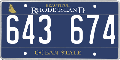 RI license plate 643674