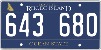 RI license plate 643680