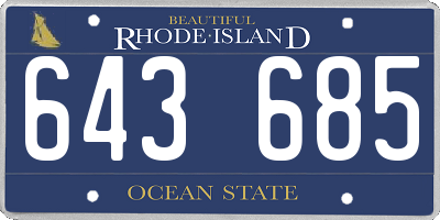 RI license plate 643685
