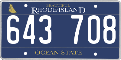 RI license plate 643708