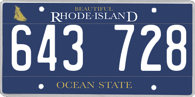 RI license plate 643728