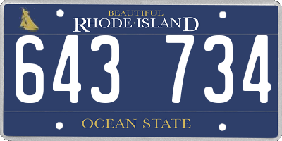 RI license plate 643734