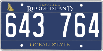 RI license plate 643764