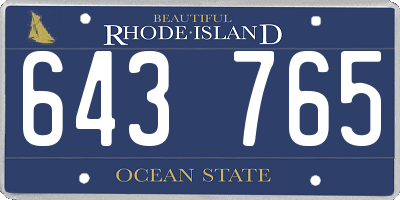 RI license plate 643765