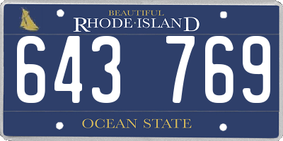 RI license plate 643769