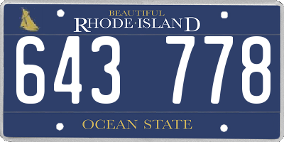 RI license plate 643778