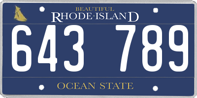 RI license plate 643789