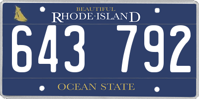 RI license plate 643792