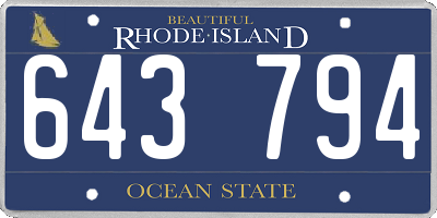 RI license plate 643794