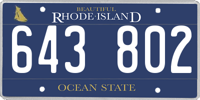 RI license plate 643802