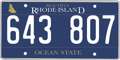 RI license plate 643807