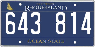 RI license plate 643814