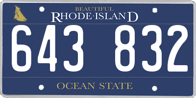 RI license plate 643832