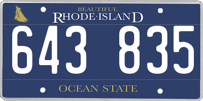 RI license plate 643835