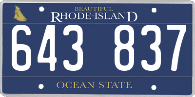 RI license plate 643837