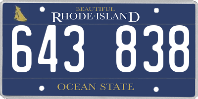 RI license plate 643838