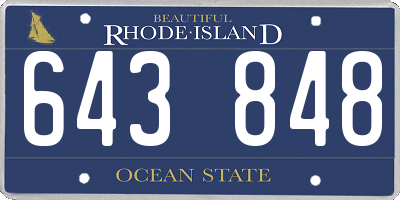 RI license plate 643848
