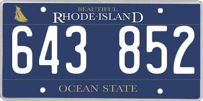 RI license plate 643852