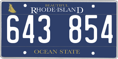 RI license plate 643854