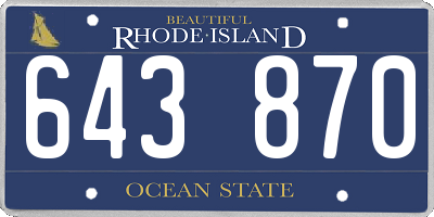 RI license plate 643870