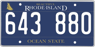 RI license plate 643880