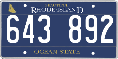 RI license plate 643892