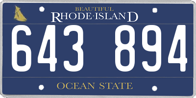 RI license plate 643894