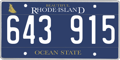 RI license plate 643915