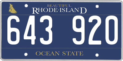 RI license plate 643920