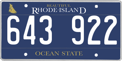 RI license plate 643922