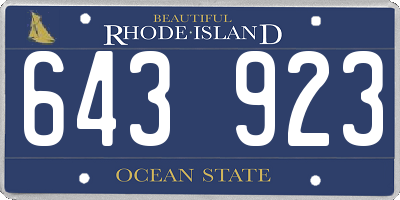RI license plate 643923