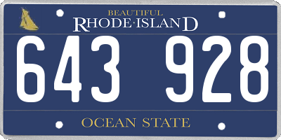 RI license plate 643928