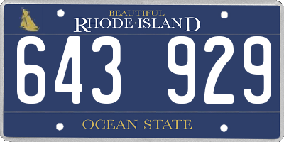 RI license plate 643929