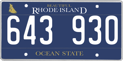 RI license plate 643930