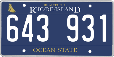 RI license plate 643931