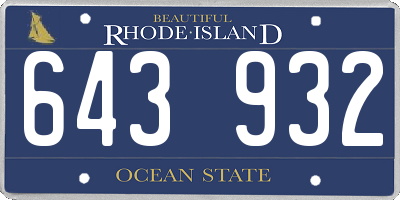 RI license plate 643932