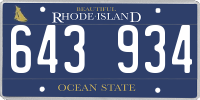 RI license plate 643934
