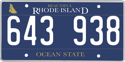RI license plate 643938