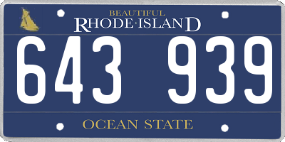 RI license plate 643939