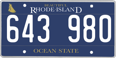 RI license plate 643980