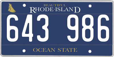 RI license plate 643986