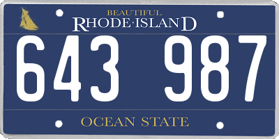 RI license plate 643987