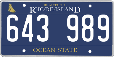 RI license plate 643989