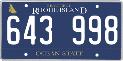 RI license plate 643998