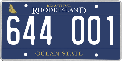 RI license plate 644001