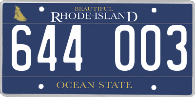 RI license plate 644003