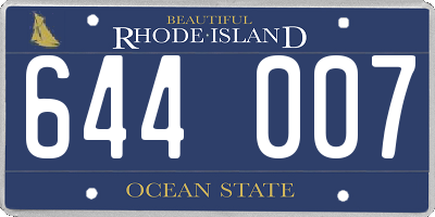 RI license plate 644007